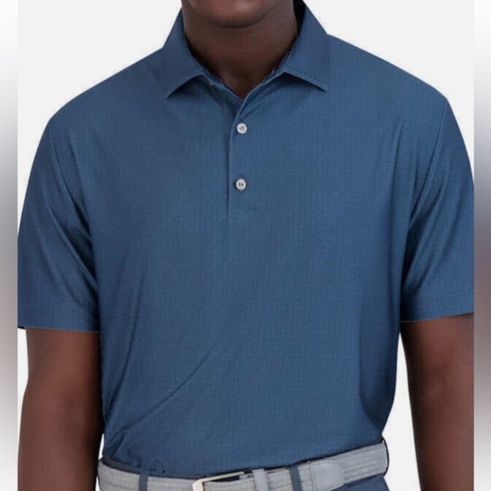 Hickey Freeman Blue Polo Shirt with Textured Fabric